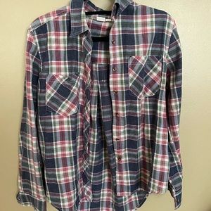 LA Hearts Navy, Green, Pink and White Plaid Button Up